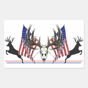 Patriotic Whitetail buck Rectangular Sticker