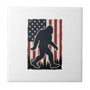 Patriotic Wilderness Creature Vintage Flag Vector  Ceramic Tile