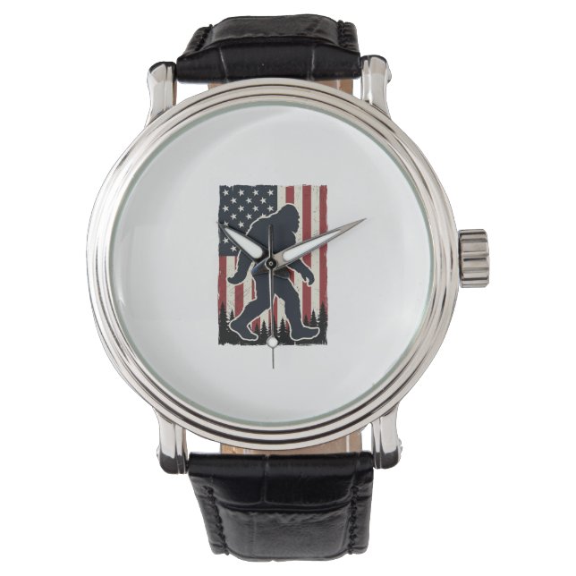 Patriotic Wilderness Creature Vintage Flag Vector  Watch (Front)