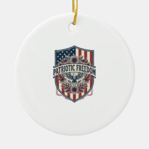 Patriotic Wildflower Lover Vector Graphic Tee Ceramic Ornament
