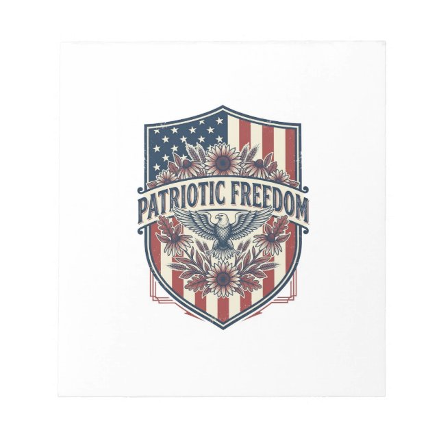 Patriotic Wildflower Lover Vector Graphic Tee Notepad (Front)
