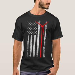 Patriotic Wind Turbine Technician American Flag Wi T-Shirt