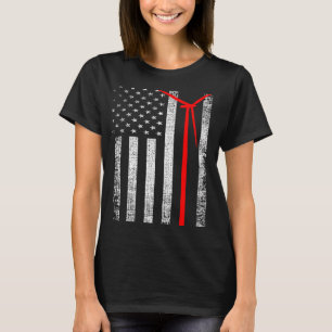 Patriotic Wind Turbine Technician American Flag Wi T-Shirt