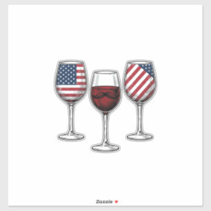 Patriotic Wine Glasses Vintage Vector Shirt Design