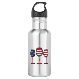 Patriotic Wine Glasses Vintage Vector Shirt Design 532 Ml Water Bottle