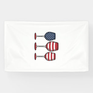 Patriotic Wine Glasses Vintage Vector Shirt Design Banner