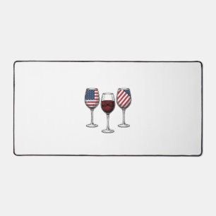 Patriotic Wine Glasses Vintage Vector Shirt Design Desk Mat