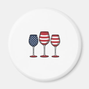 Patriotic Wine Glasses Vintage Vector Shirt Design Magnet