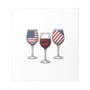 Patriotic Wine Glasses Vintage Vector Shirt Design Notepad
