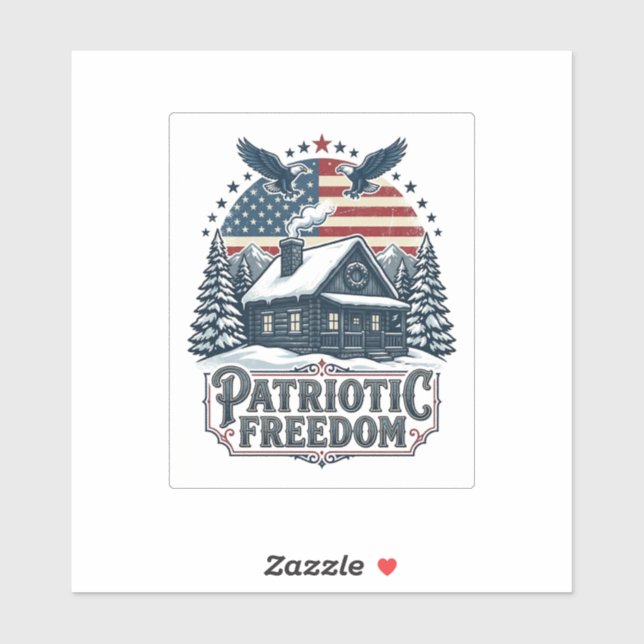 Patriotic Winter Cabin Vector Graphic Tee (Sheet)