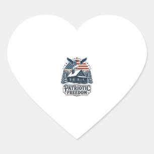 Patriotic Winter Cabin Vector Graphic Tee Heart Sticker