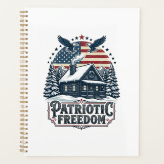 Patriotic Winter Cabin Vector Graphic Tee Planner