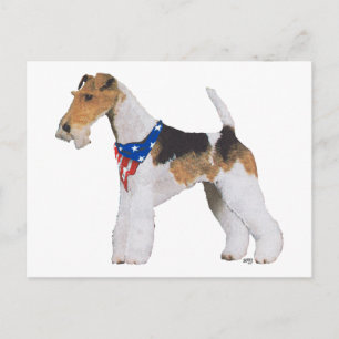 Patriotic Wire Fox Terrier Postcard