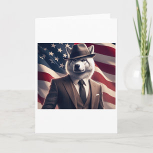 Patriotic Wolf Holiday Card