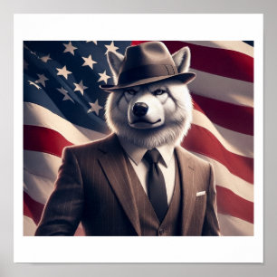 Patriotic Wolf Poster