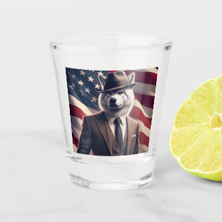 Patriotic Wolf Shot Glass