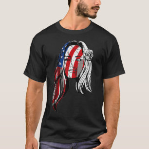 Patriotic Woman 4th Of July American Flag Independ T-Shirt