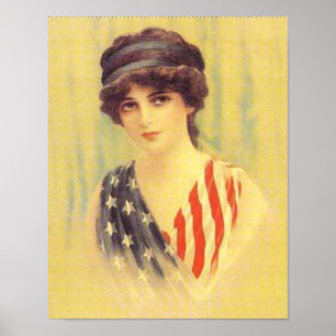 Patriotic Woman Illustration Poster