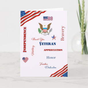 Patriotic Words For American Veterans Card