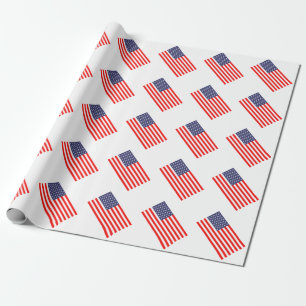 Patriotic wrapping paper with American flag