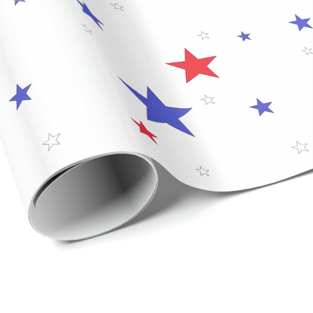 Patriotic Wrapping Paper with Stars Red White Blue (Roll Corner)