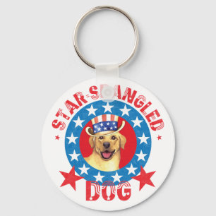 Patriotic Yellow Lab Key Ring