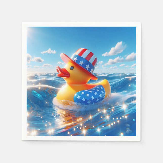 Patriotic Yellow Rubber Duck  Napkin (Front)