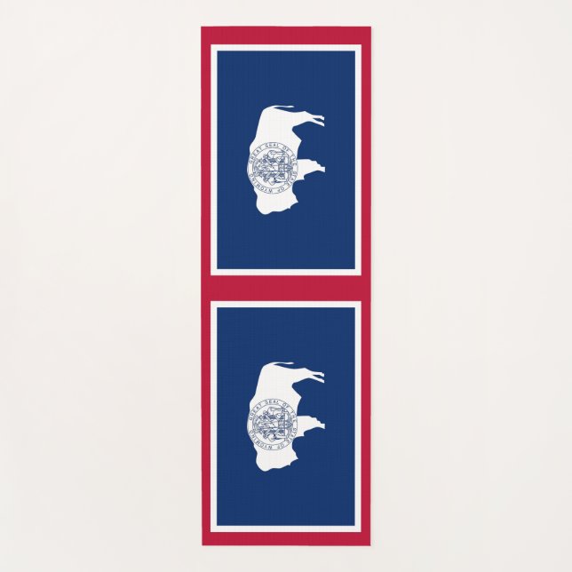 Patriotic Yoga Mats with flag of Wyoming USA (Front)