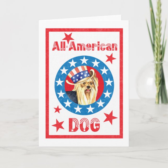 Patriotic Yorkie Card (Front)