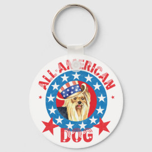 Patriotic Yorkie Key Ring