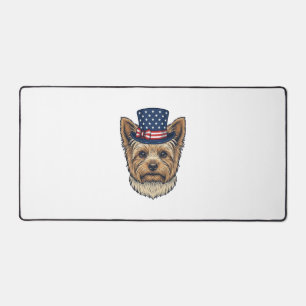 Patriotic Yorkshire Terrier Vintage Desk Mat