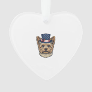 Patriotic Yorkshire Terrier Vintage Ornament