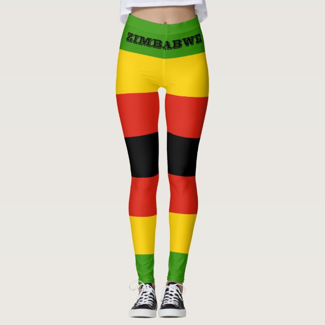 Patriotic Zimbabwe flag Africa Leggings (Front)