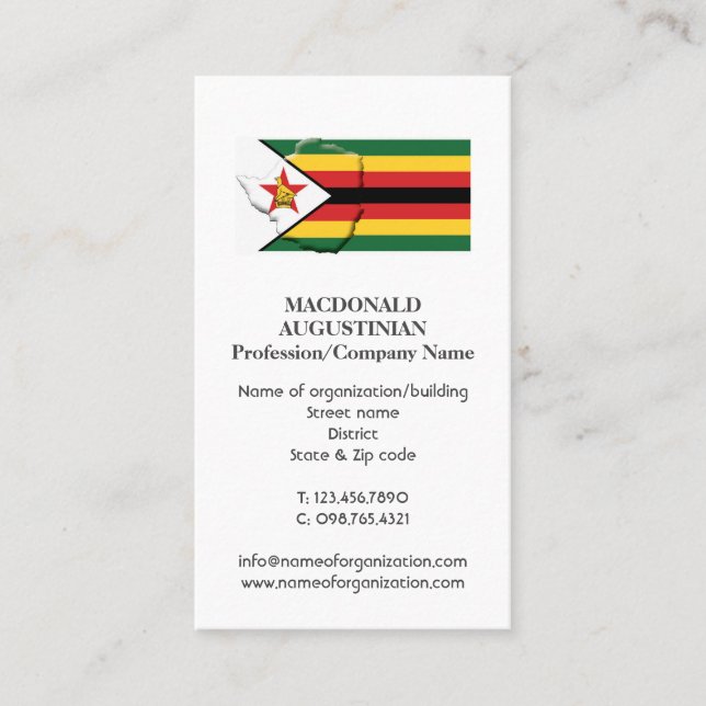 Patriotic | ZIMBABWE FLAG |  Photo Business Card (Front)