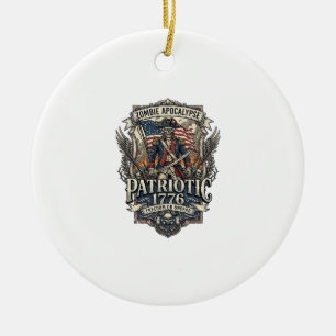Patriotic Zombie Patriot General Zombie Apocalypse Ceramic Ornament