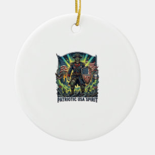 Patriotic Zombie Patriot General Zombie Apocalypse Ceramic Ornament