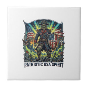 Patriotic Zombie Patriot General Zombie Apocalypse Ceramic Tile