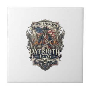 Patriotic Zombie Patriot General Zombie Apocalypse Ceramic Tile