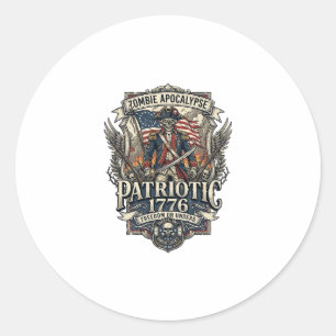 Patriotic Zombie Patriot General Zombie Apocalypse Classic Round Sticker