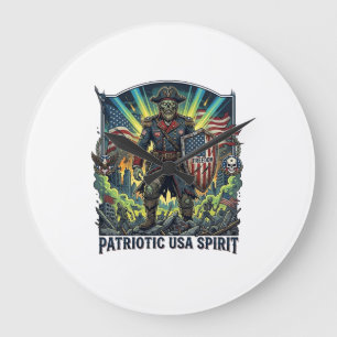 Patriotic Zombie Patriot General Zombie Apocalypse Large Clock
