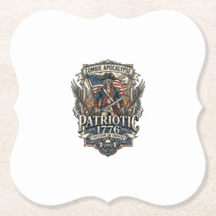 Patriotic Zombie Patriot General Zombie Apocalypse Paper Coaster