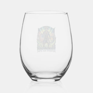 Patriotic Zombie Patriot General Zombie Apocalypse Stemless Wine Glass