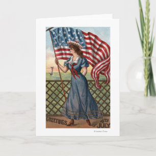 Patriotically Dressed Woman Card
