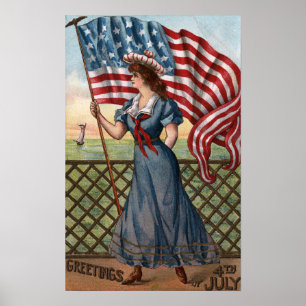 Patriotically Dressed Woman Poster