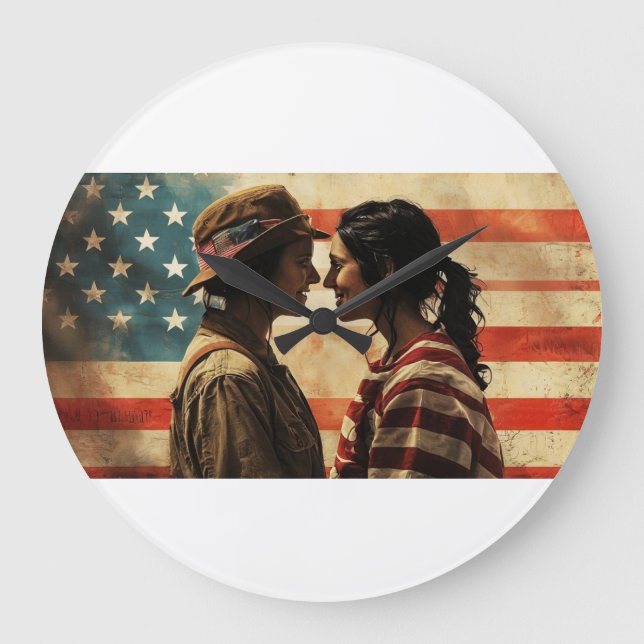 Patriot's Timepiece: A Tribute to American Pride a Large Clock (Front)