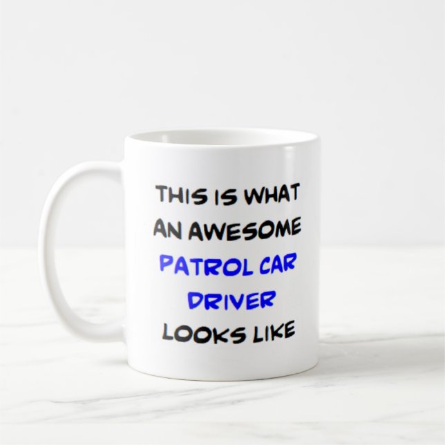 patrol car driver, awesome coffee mug (Left)