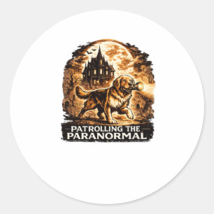 Patrolling The Paranormal Golden Retriever Hallowe Classic Round Sticker