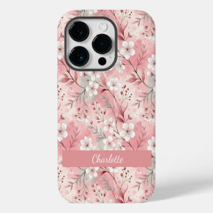 Patrón de flor de Sakura personalizado rosa Case-Mate iPhone 14 Pro Case