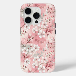 Patrón de Flor de Sakura Rosa iPhone 15 Pro Case