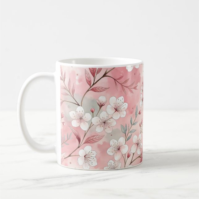 Patrón de Flor de Sakura Rosa  Coffee Mug (Left)